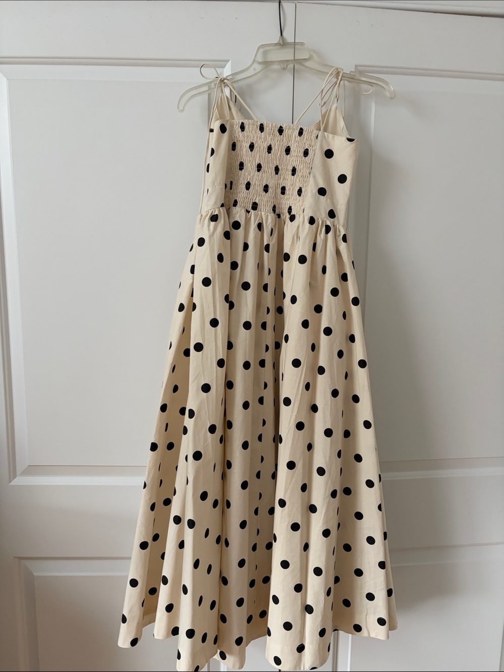 Women’s Cream Polka Dot Tie-Shoulder Dress - Picture 3 of 7